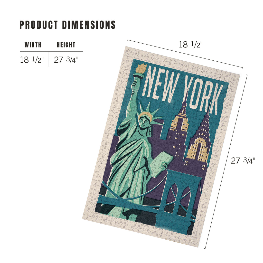 New York, Woodblock City Series, Jigsaw Puzzle Puzzle Lantern Press 