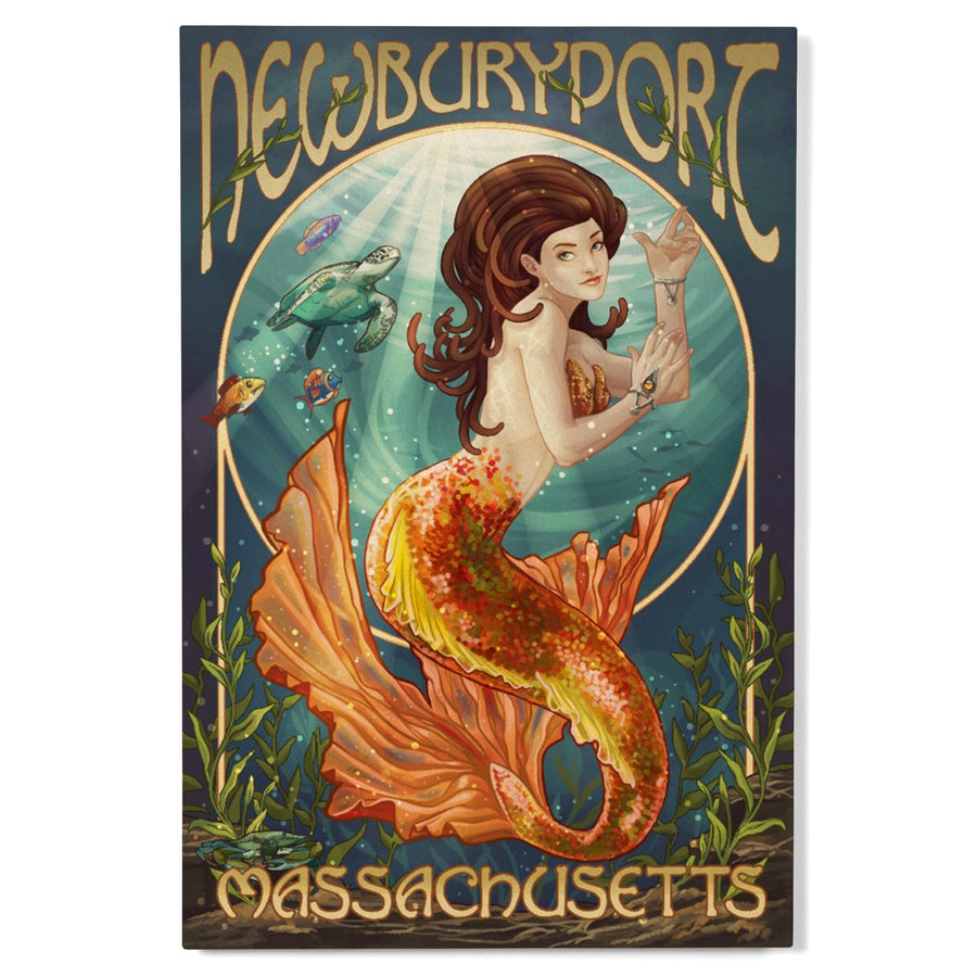 Newburyport, Massachusetts, Mermaid, Lantern Press Artwork, Wood Signs and Postcards Wood Lantern Press 