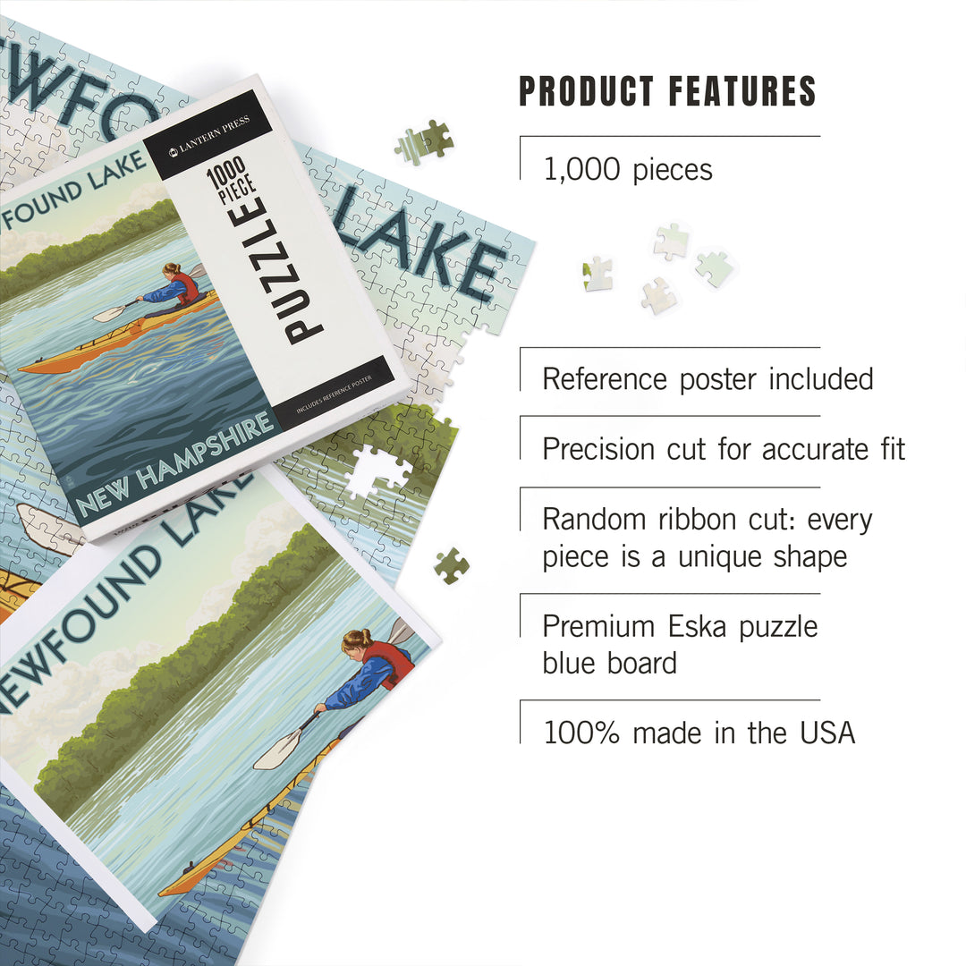 Newfound Lake, New Hampshire, Kayak Scene, Jigsaw Puzzle Puzzle Lantern Press 