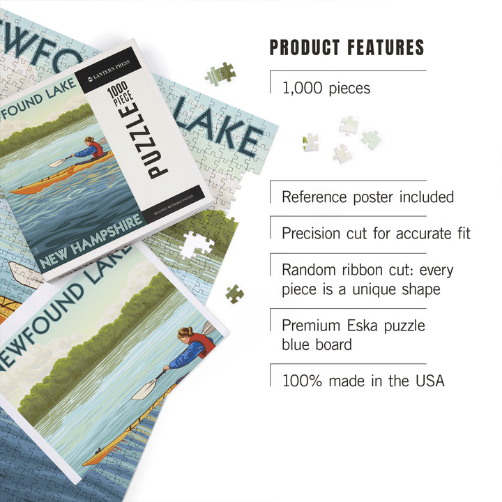 Newfound Lake, New Hampshire, Kayak Scene, Jigsaw Puzzle Puzzle Lantern Press 