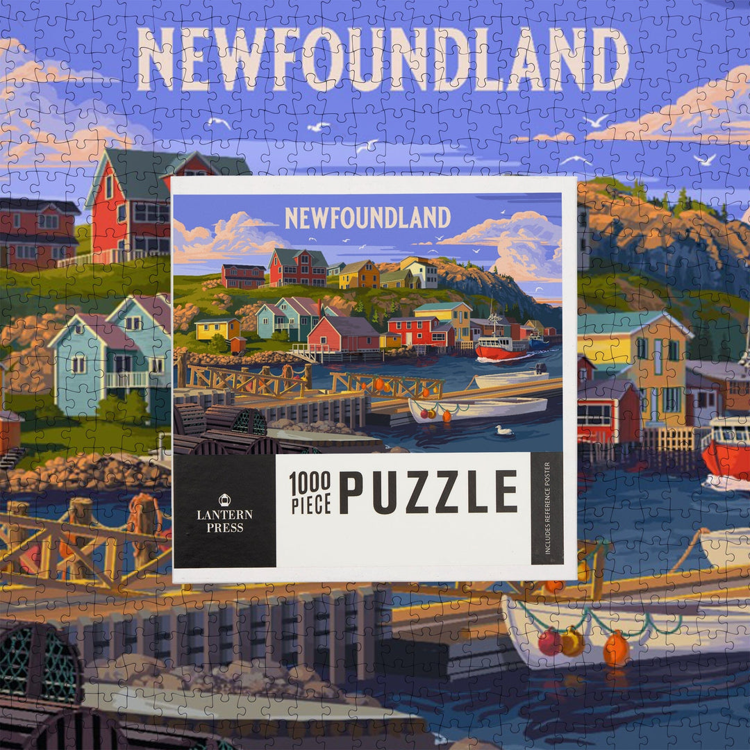 Newfoundland and Labrador, Painterly, Coastal, Jigsaw Puzzle Puzzle Lantern Press 