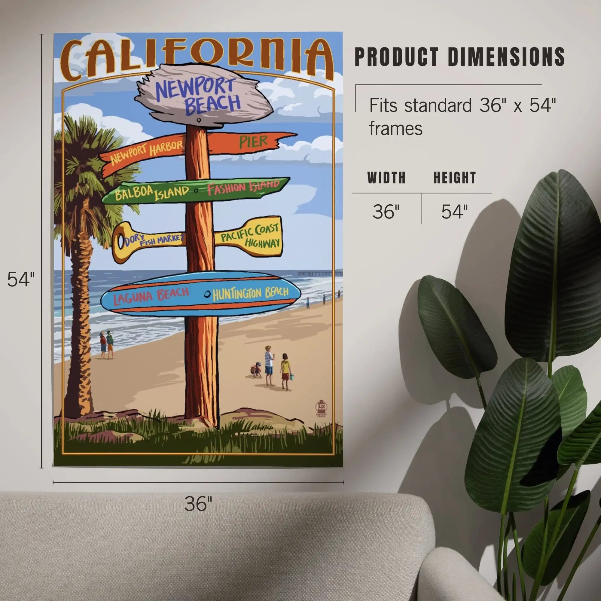 Newport Beach, California, Destinations Sign art prints, metal