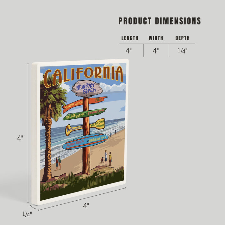 Newport Beach, California, Destinations Sign, Coasters Coasters Lantern Press 