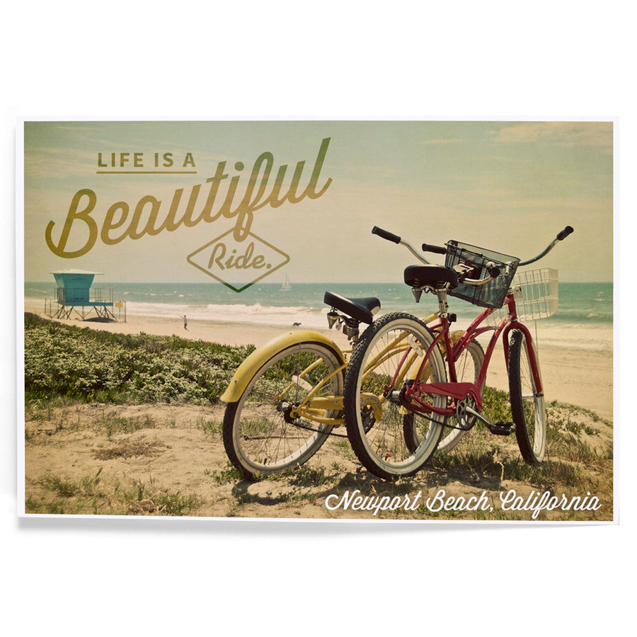 Newport Beach, California, Life is a Beautiful Ride, Bicycles and Beach Scene, Photograph, Art & Giclee Prints Art Lantern Press 