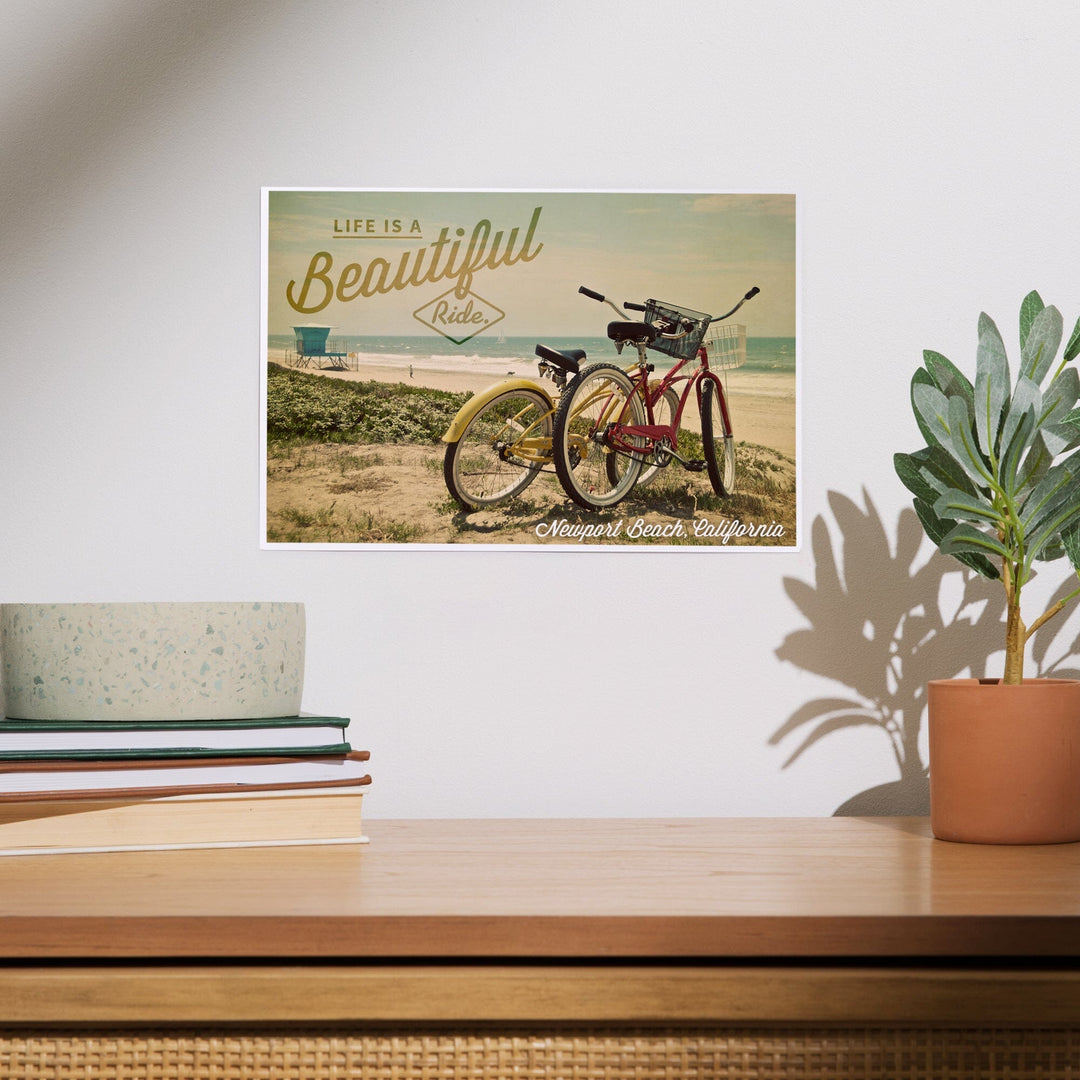 Newport Beach, California, Life is a Beautiful Ride, Bicycles and Beach Scene, Photograph, Art & Giclee Prints Art Lantern Press 