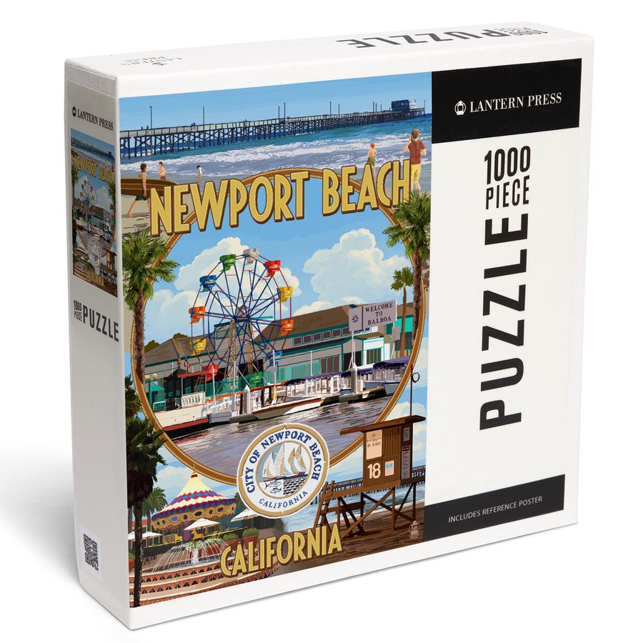 Newport Beach, California, Newport Beach Montage, Jigsaw Puzzle Puzzle Lantern Press 
