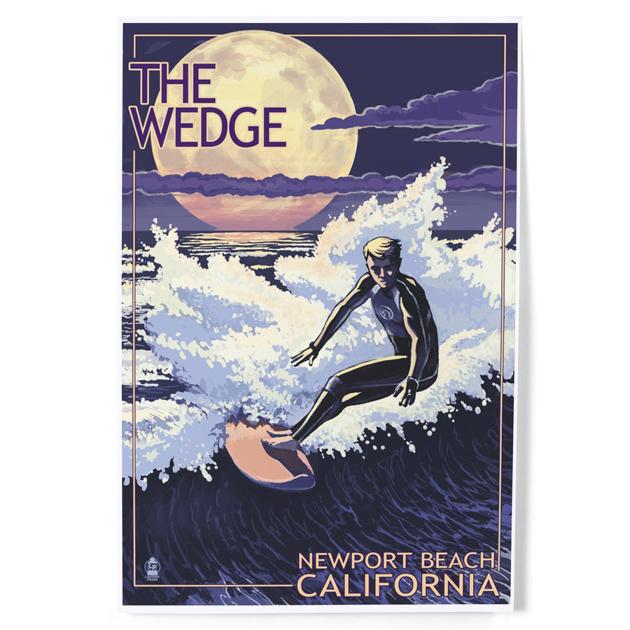 Newport Beach, California, Surfing The Wedge, Art & Giclee Prints Art Lantern Press 