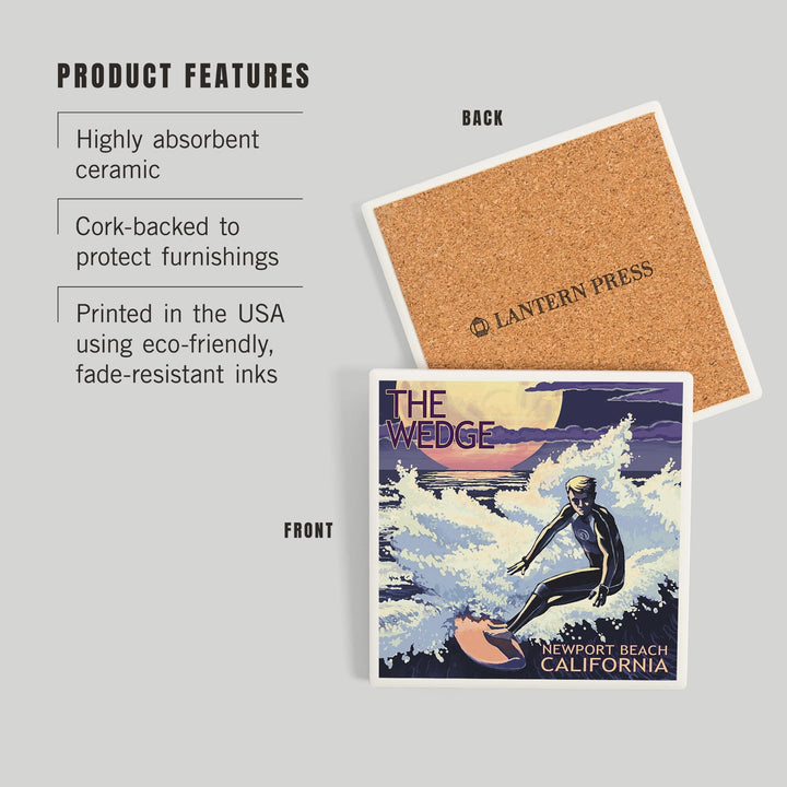 Newport Beach, California, Surfing The Wedge, Coasters Coasters Lantern Press 