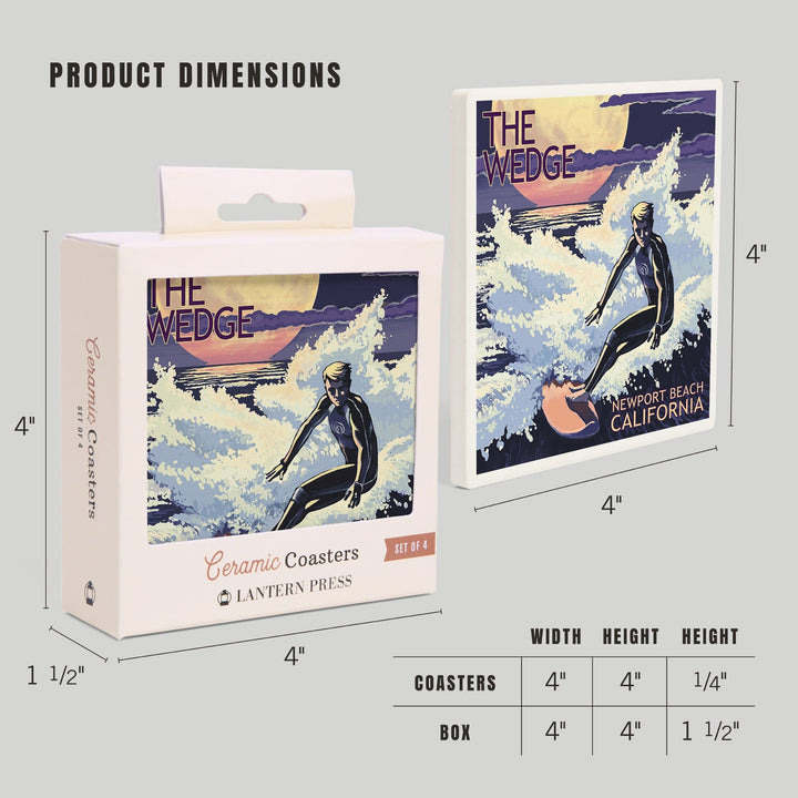 Newport Beach, California, Surfing The Wedge, Coasters Coasters Lantern Press 