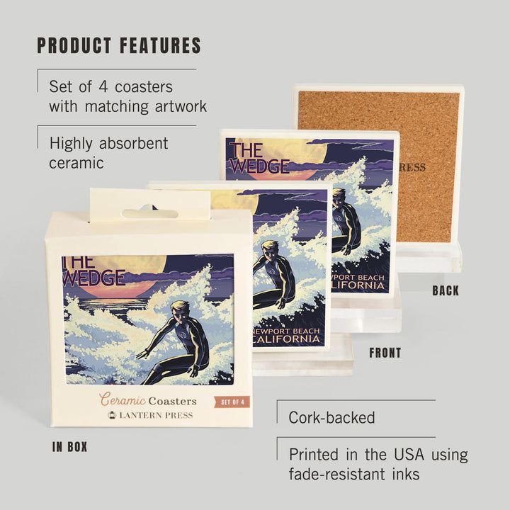 Newport Beach, California, Surfing The Wedge, Coasters Coasters Lantern Press 