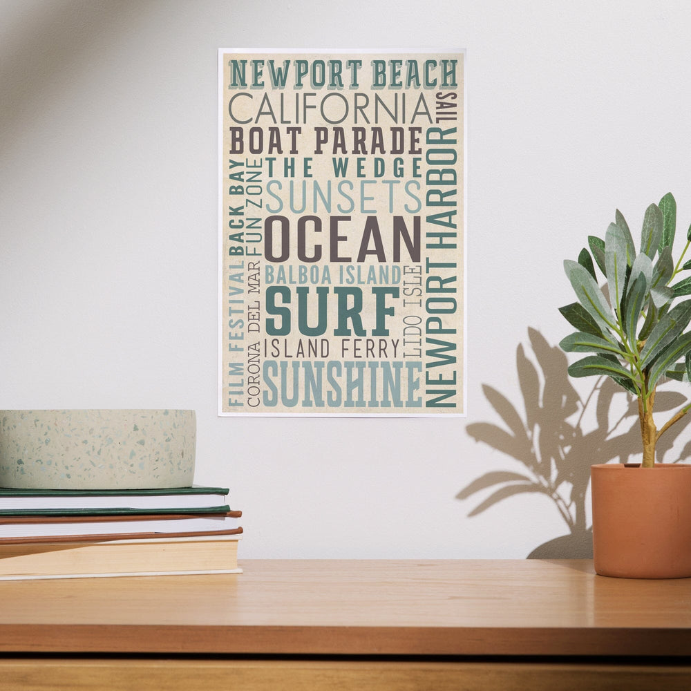 Newport Beach, California, Typography, Art & Giclee Prints Art Lantern Press 