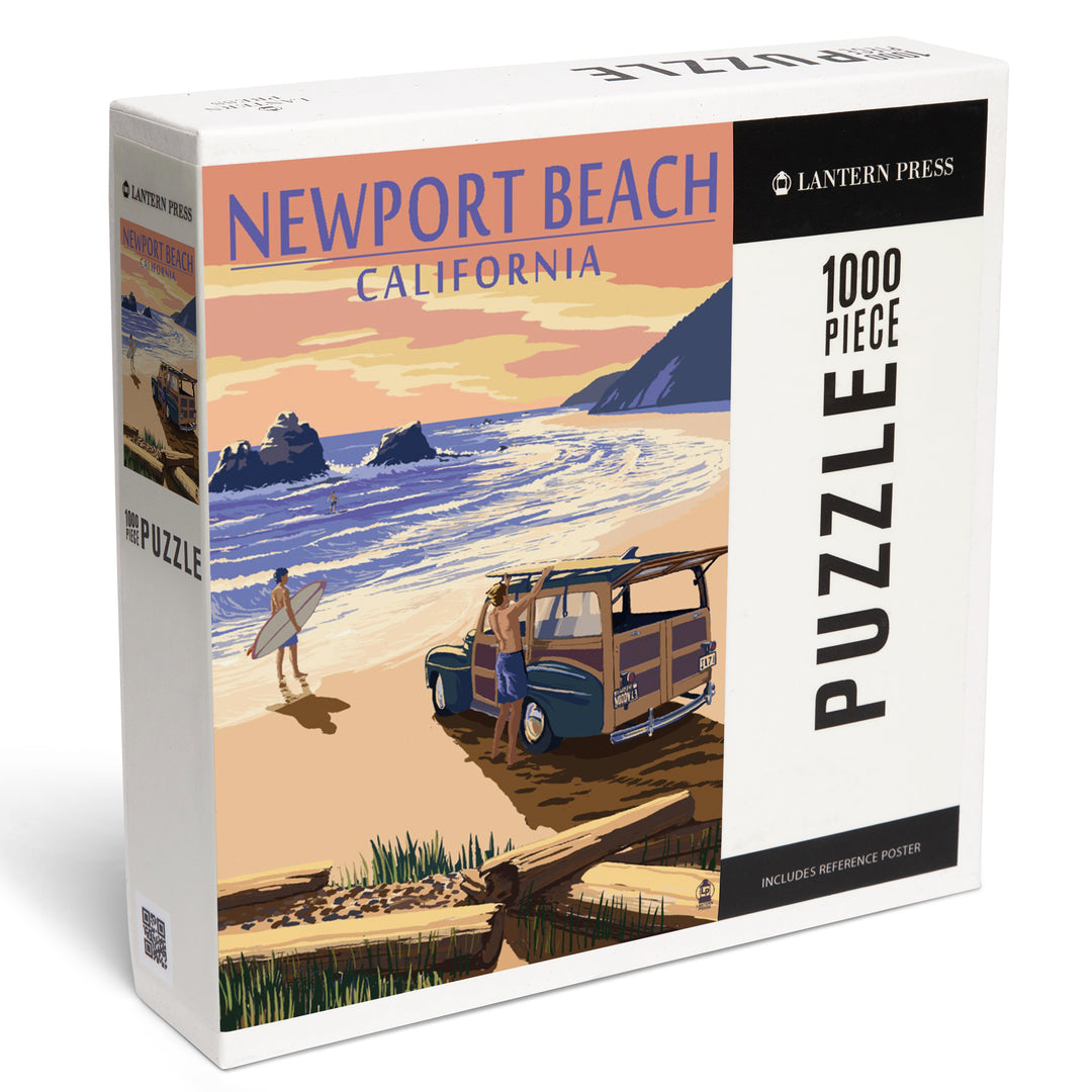 Newport Beach, California, Woody on Beach, Jigsaw Puzzle Puzzle Lantern Press 