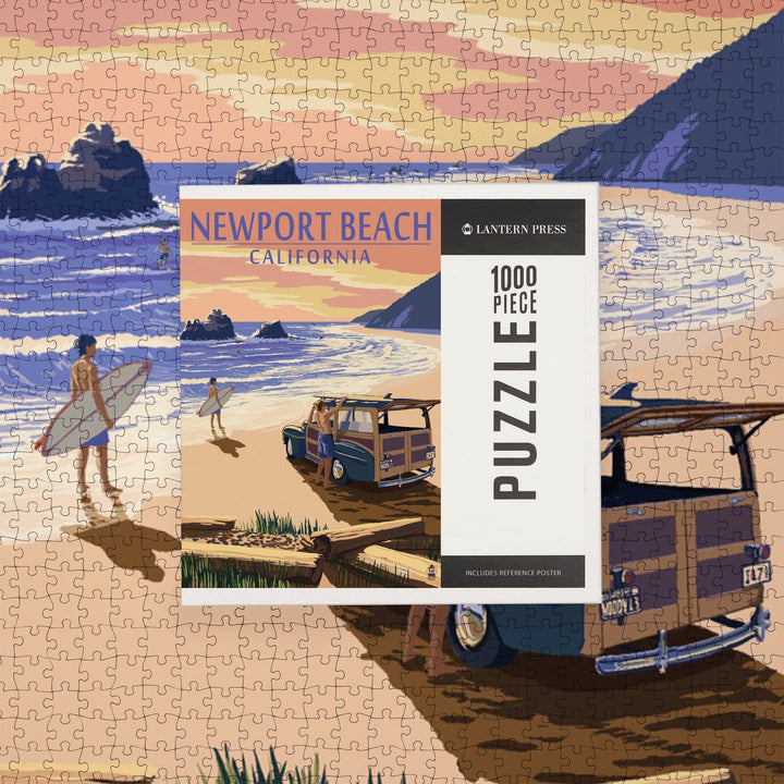 Newport Beach, California, Woody on Beach, Jigsaw Puzzle Puzzle Lantern Press 