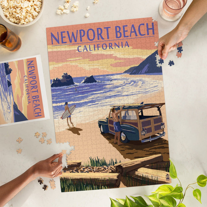 Newport Beach, California, Woody on Beach, Jigsaw Puzzle Puzzle Lantern Press 