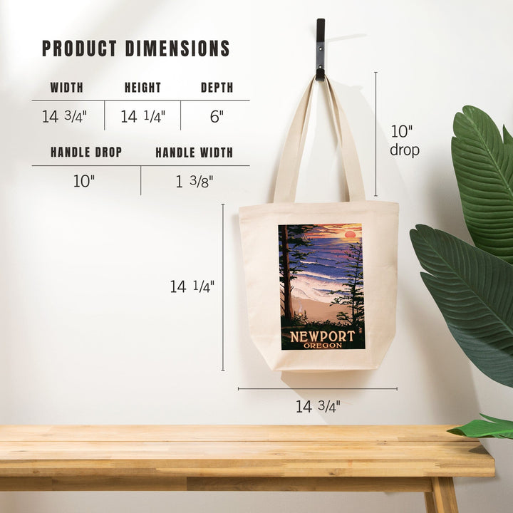 Newport, Oregon, Sunset Beach and Surfers, Tote Bag Totes Lantern Press 