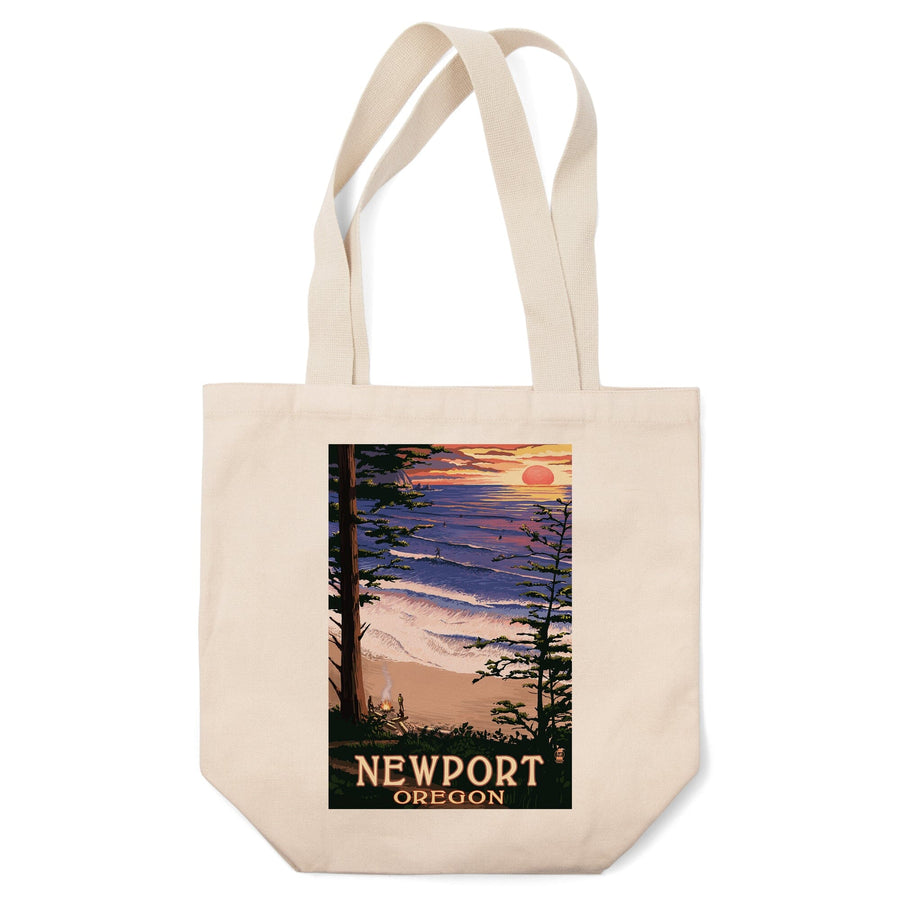 Newport, Oregon, Sunset Beach and Surfers, Tote Bag Totes Lantern Press 