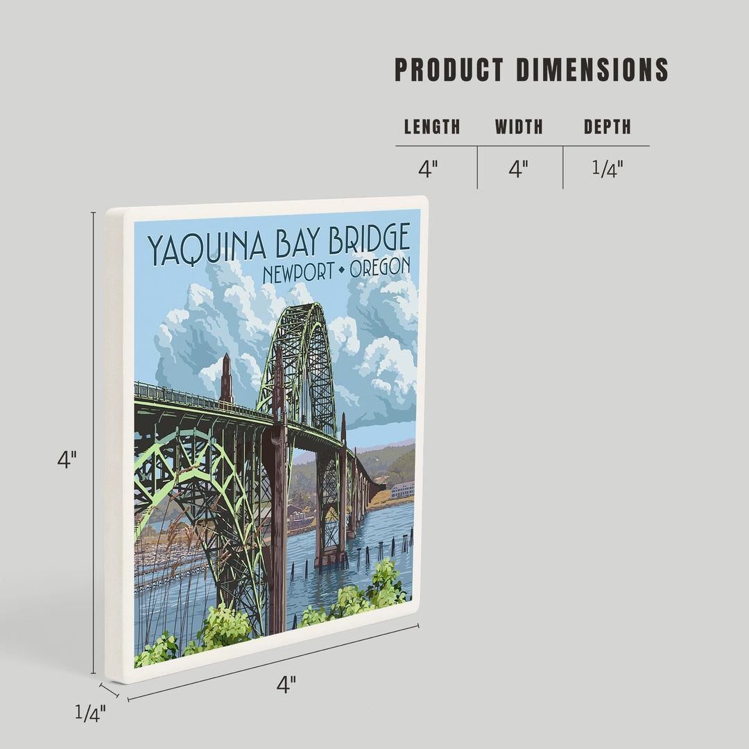 Newport, Oregon, Yaquina Bay Bridge, Illustration, Coasters Coasters Lantern Press 