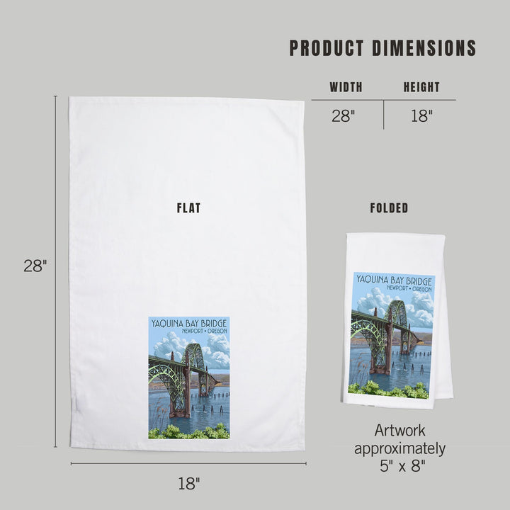 Newport, Oregon, Yaquina Bay Bridge, Illustration, Organic Cotton Kitchen Tea Towels Kitchen Lantern Press 