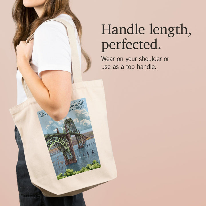 Newport, Oregon, Yaquina Bay Bridge, Illustration, Tote Bag Totes Lantern Press 
