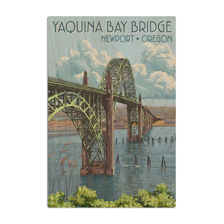 Newport, Oregon, Yaquina Bay Bridge, Lantern Press Artwork, Wood Signs and Postcards Wood Lantern Press 10 x 15 Wood Sign 
