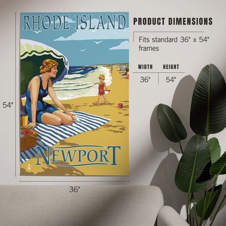 Newport, Rhode Island, Beach Scene, Art & Giclee Prints Art Lantern Press 