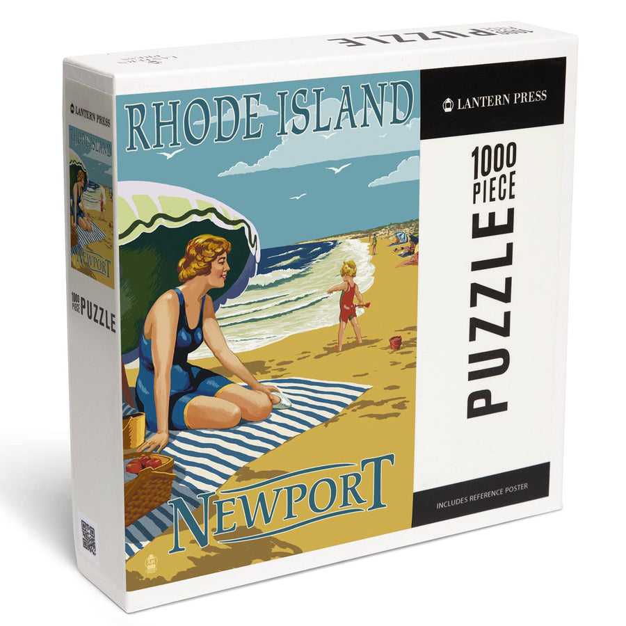 Newport, Rhode Island, Beach Scene, Jigsaw Puzzle Puzzle Lantern Press 