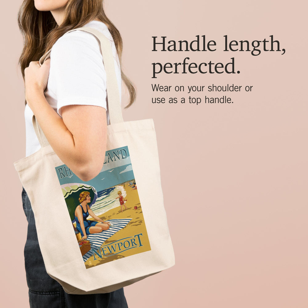 Newport, Rhode Island, Beach Scene, Tote Bag Totes Lantern Press 