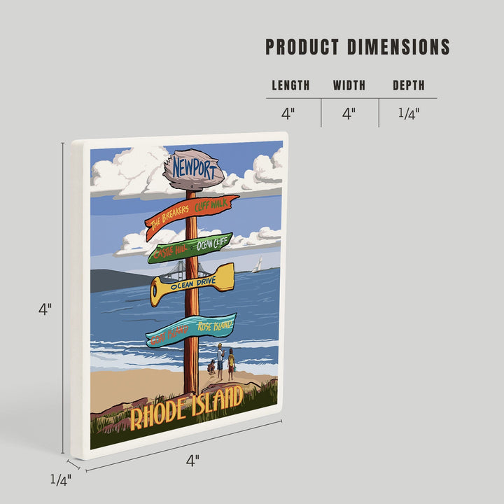 Newport, Rhode Island, Destinations Sign, Coasters Coasters Lantern Press 
