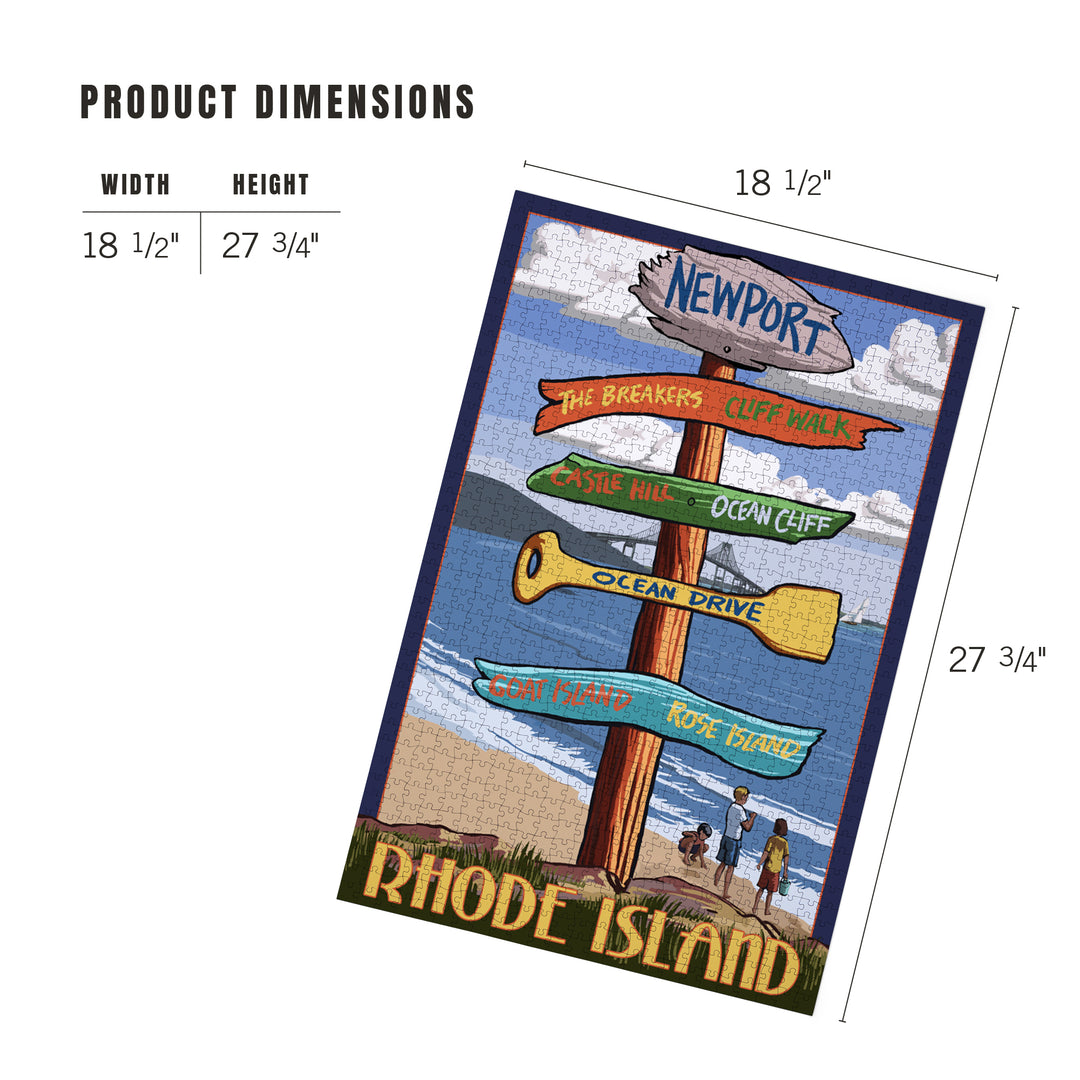 Newport, Rhode Island, Destinations Sign, Jigsaw Puzzle Puzzle Lantern Press 