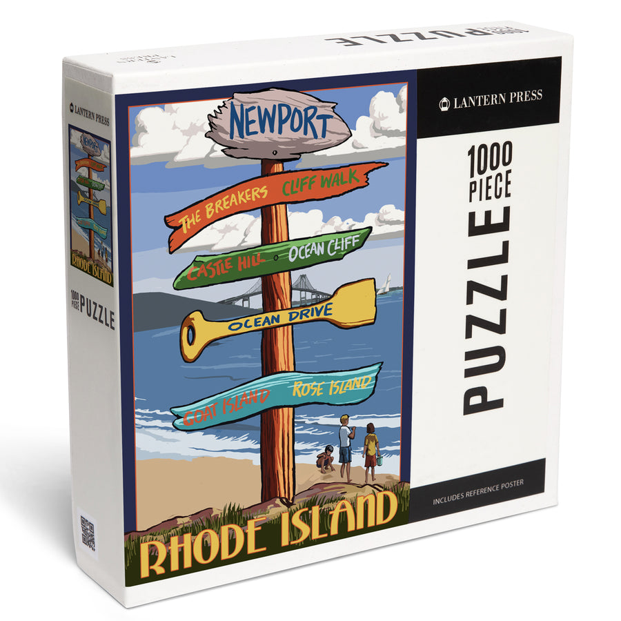 Newport, Rhode Island, Destinations Sign, Jigsaw Puzzle Puzzle Lantern Press 
