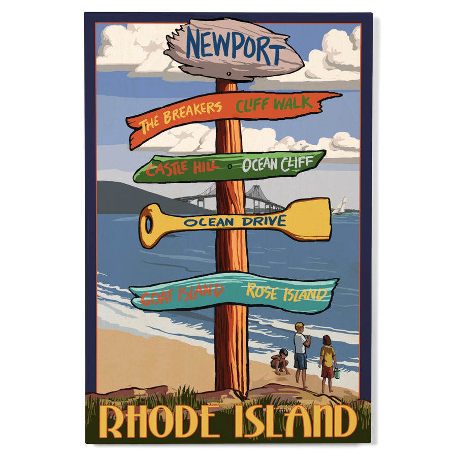 Newport, Rhode Island, Destinations Sign, Lantern Press Artwork, Wood Signs and Postcards Wood Lantern Press 