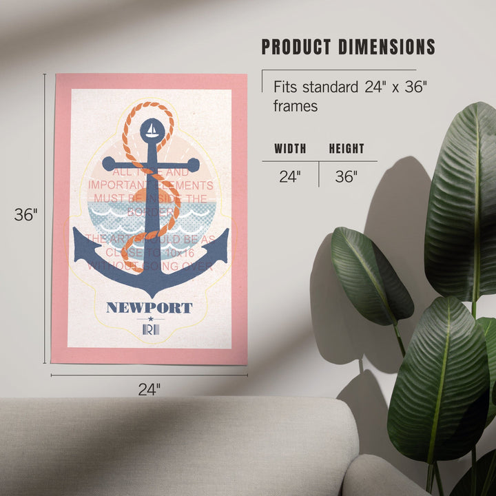 Newport, Rhode Island, Dockside Series, Anchor, Art & Giclee Prints Art Lantern Press 