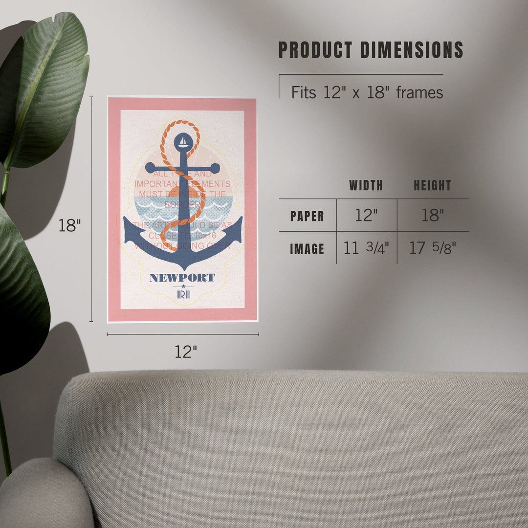Newport, Rhode Island, Dockside Series, Anchor, Art & Giclee Prints Art Lantern Press 