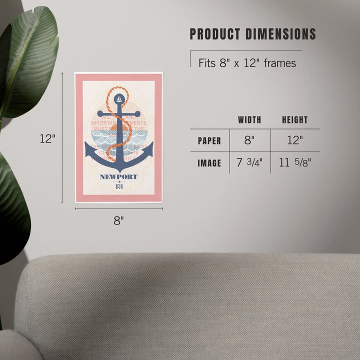 Newport, Rhode Island, Dockside Series, Anchor, Art & Giclee Prints Art Lantern Press 
