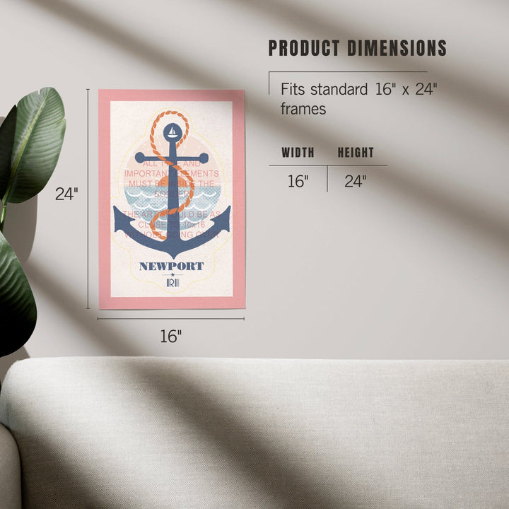 Newport, Rhode Island, Dockside Series, Anchor, Art & Giclee Prints Art Lantern Press 