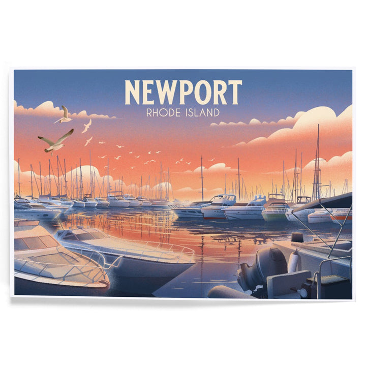 Newport, Rhode Island, Lithograph, Home Sweet Harbor, Boats in Marina, Art & Giclee Prints Art Lantern Press 12 x 18 Art Print 