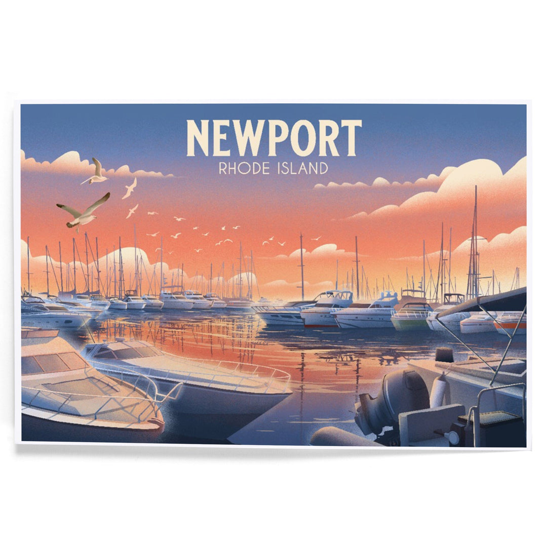 Newport, Rhode Island, Lithograph, Home Sweet Harbor, Boats in Marina, Art & Giclee Prints Art Lantern Press 