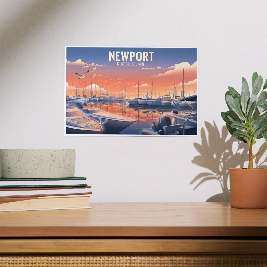 Newport, Rhode Island, Lithograph, Home Sweet Harbor, Boats in Marina, Art & Giclee Prints Art Lantern Press 