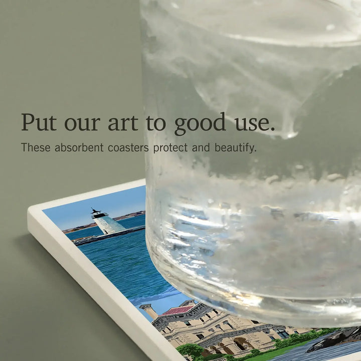 Newport, Rhode Island, Montage Scenes, Coasters Coasters Lantern Press 