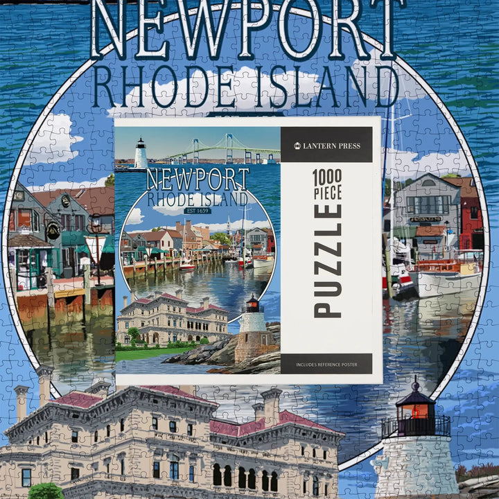 Newport, Rhode Island, Montage Scenes, Jigsaw Puzzle Puzzle Lantern Press 