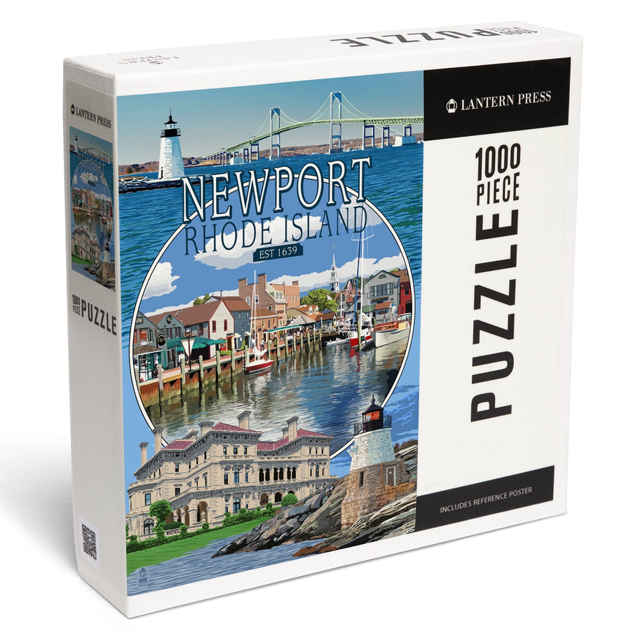 Newport, Rhode Island, Montage Scenes, Jigsaw Puzzle Puzzle Lantern Press 