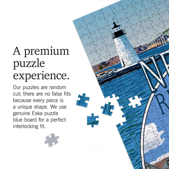 Newport, Rhode Island, Montage Scenes, Jigsaw Puzzle Puzzle Lantern Press 