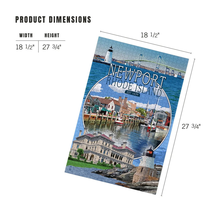 Newport, Rhode Island, Montage Scenes, Jigsaw Puzzle Puzzle Lantern Press 