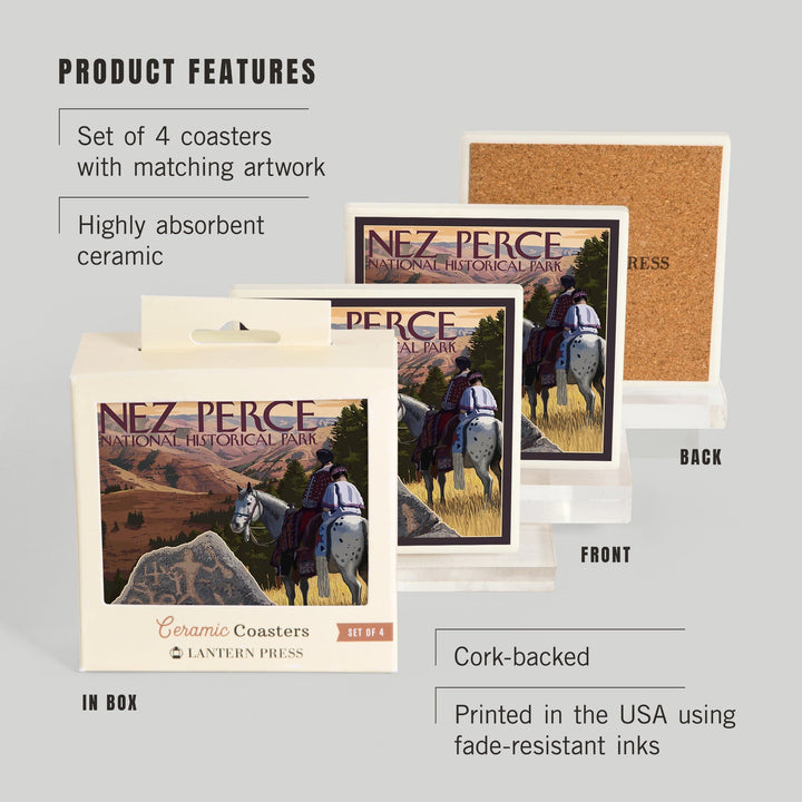 Nez Perce National Historical Park, Idaho, Lantern Press Artwork, Coaster Set Coasters Lantern Press 