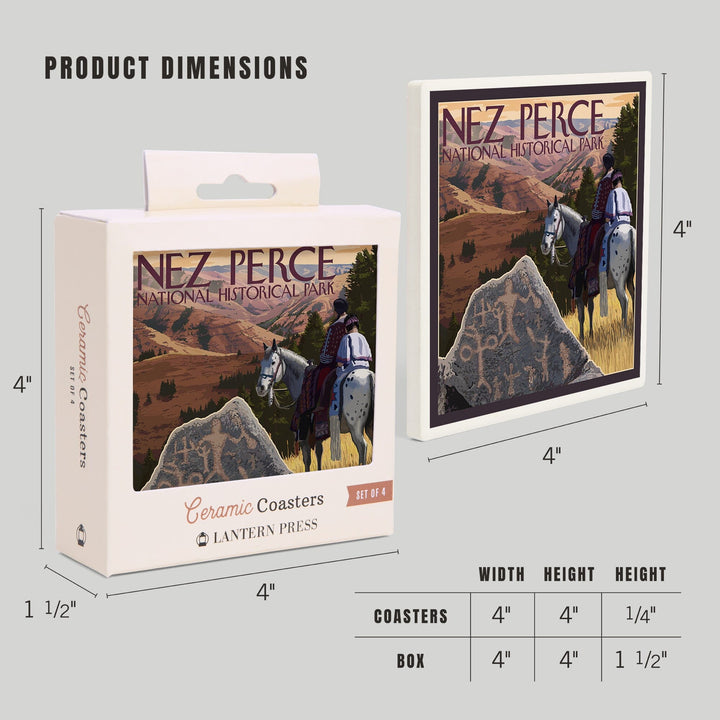 Nez Perce National Historical Park, Idaho, Lantern Press Artwork, Coaster Set Coasters Lantern Press 