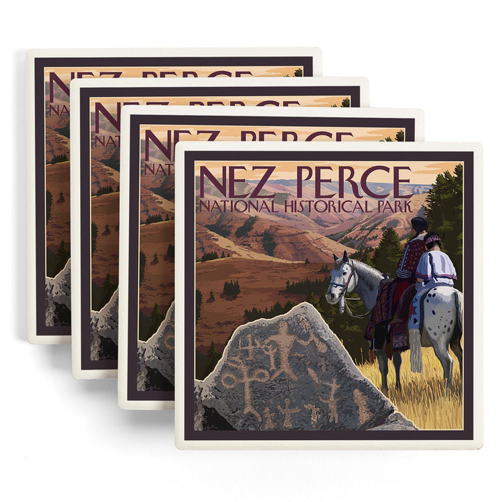 Nez Perce National Historical Park, Idaho, Lantern Press Artwork, Coaster Set Coasters Lantern Press 