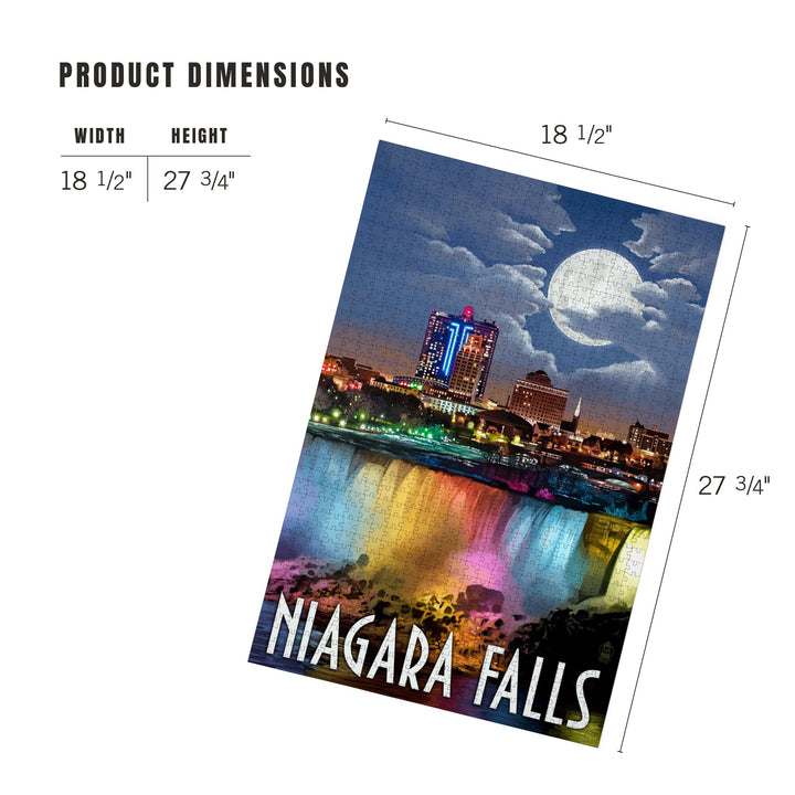 Niagara Falls, New York, American Falls at Night, Jigsaw Puzzle Puzzle Lantern Press 