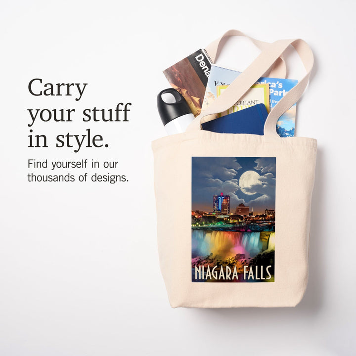 Niagara Falls, New York, American Falls at Night, Tote Bag Totes Lantern Press 