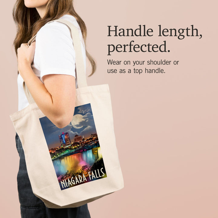 Niagara Falls, New York, American Falls at Night, Tote Bag Totes Lantern Press 