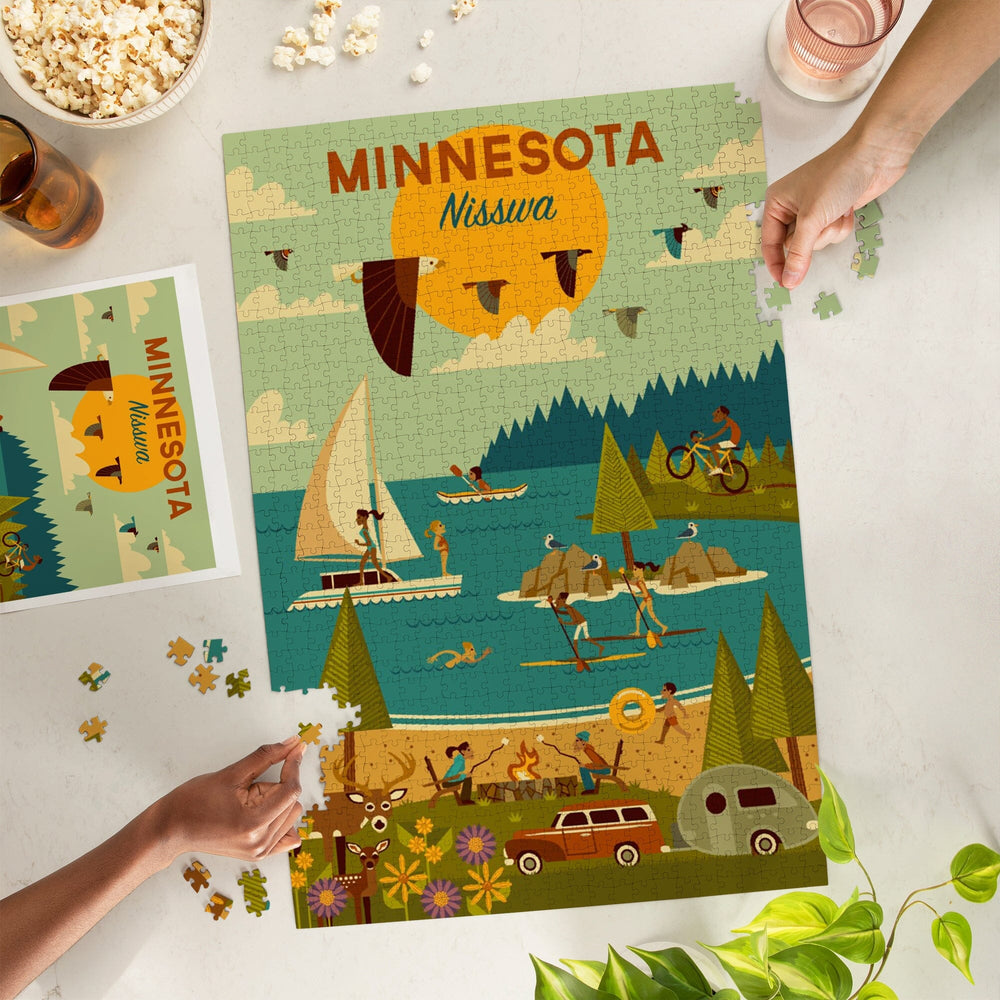 Nisswa, Minnesota, Lake Geometric, Jigsaw Puzzle Puzzle Lantern Press 